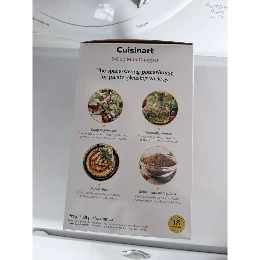 Cuisinart CCH-3 3-Cup Electric Mini Chopper White/Clear w/ Bowl & Lid